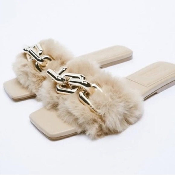 Zara fur sandals